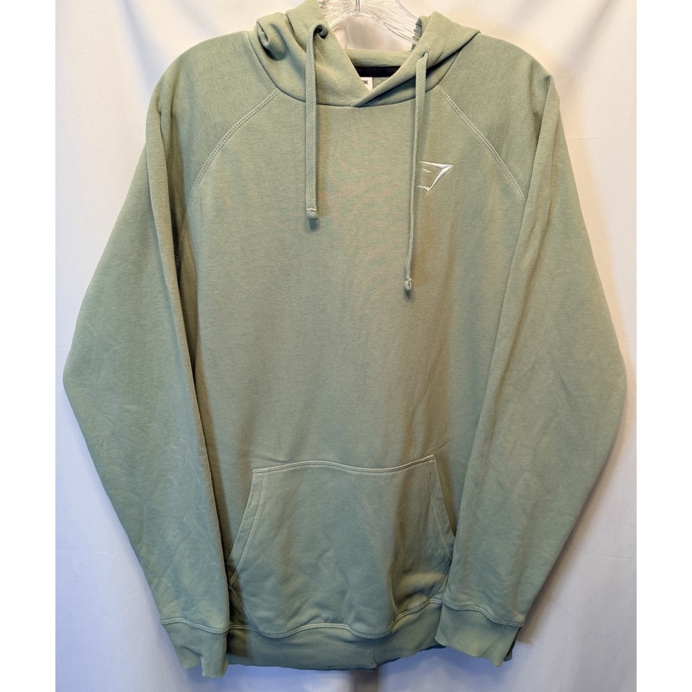 Gymshark Men's Medium Crest‎ Hoodie Desert Sage Green Activewear Sweatshirt